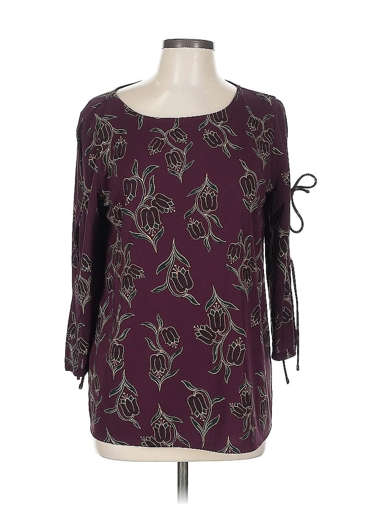 ANN TAYLOR FACTORY Pre-owned 3/4 Sleeve Blouse In Burgundy