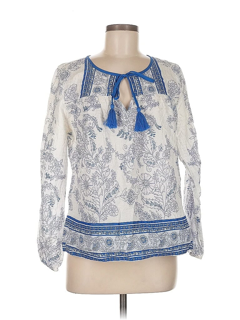 Pre-owned Point Sur Long Sleeve Blouse In Blue