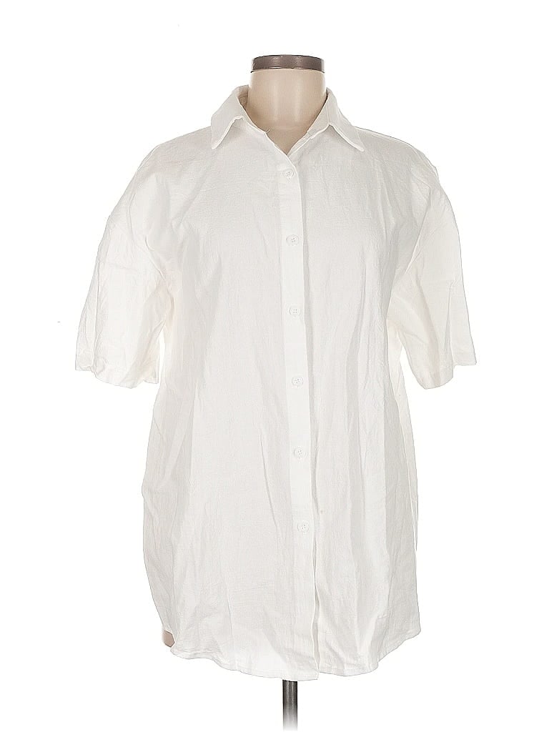 Pre-owned Unbranded Short Sleeve Blouse In White