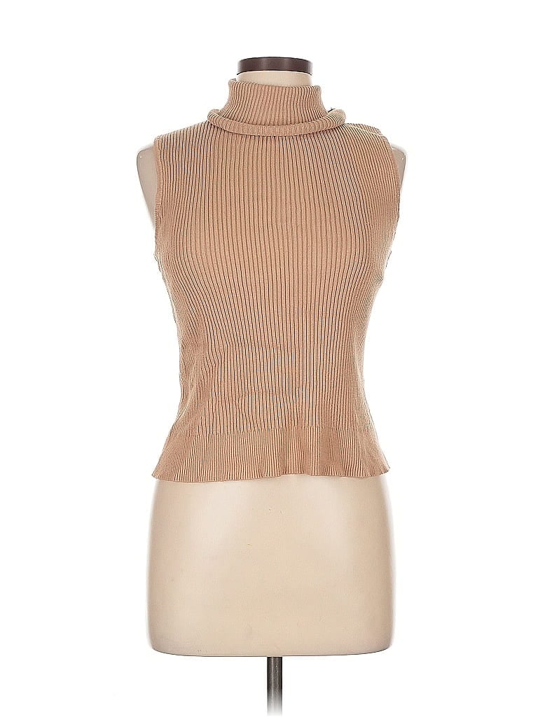 Pre-owned Cable & Gauge Turtleneck Sweater In Brown