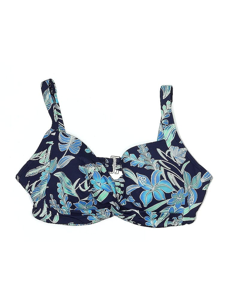 Pre-owned Lands' End Swimsuit Top Blue Floral Pattern Swimwear