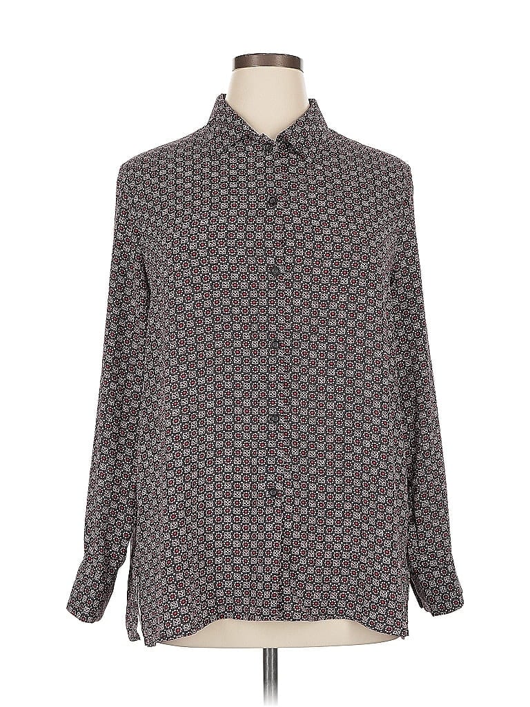 Pre-owned Chelsea & Theodore Long Sleeve Blouse In Gray