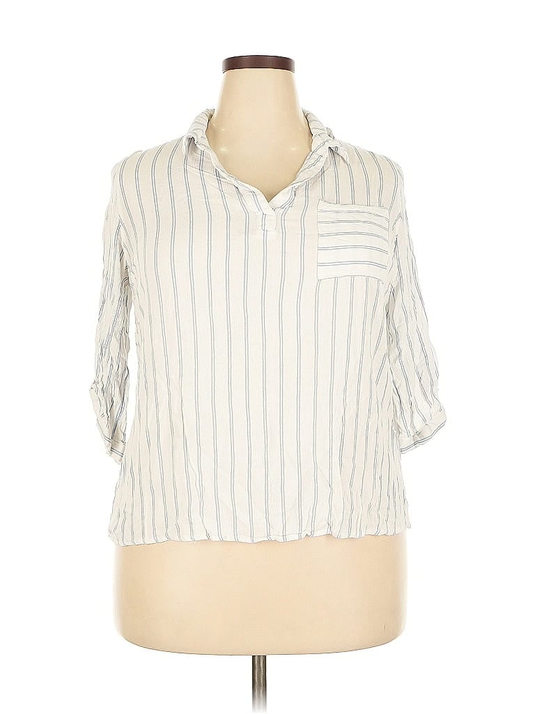 Pre-owned Mix By 41 Hawthorn 3/4 Sleeve Button Down Shirt In White