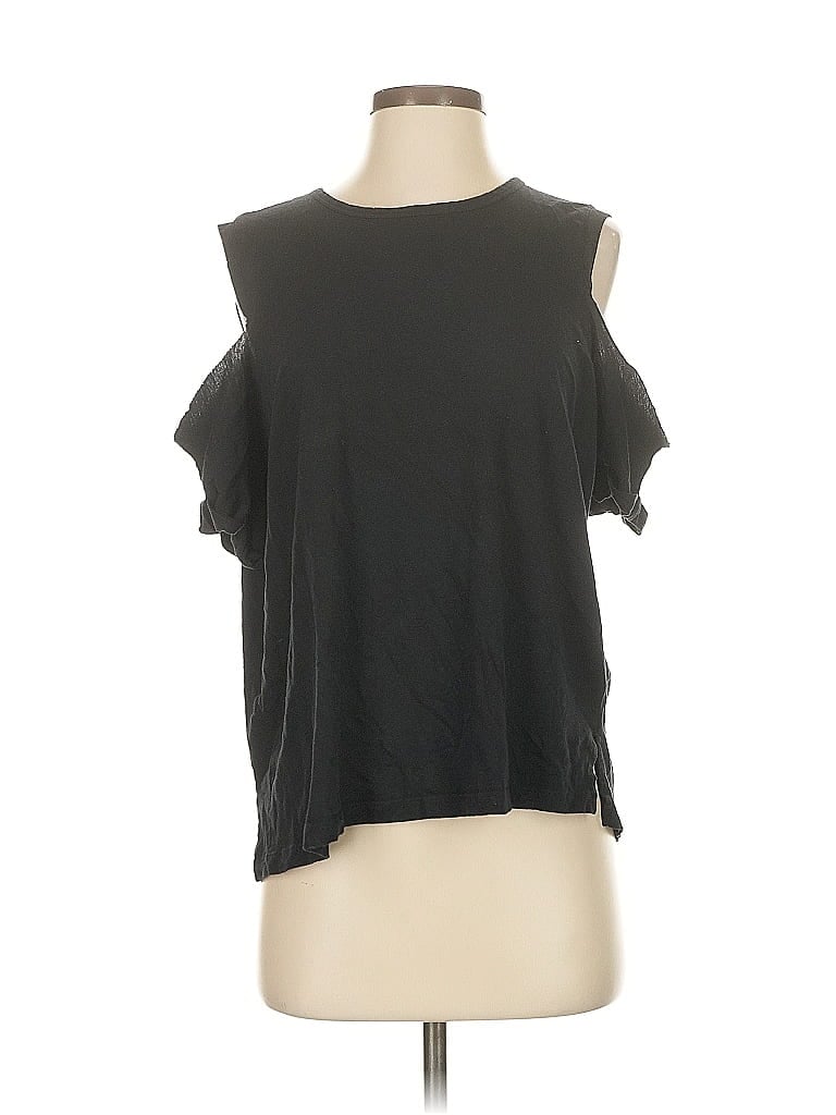 Click to view more detailed imagery on our partner's website Pre-owned Allsaints Short Sleeve Top Black Cold Shoulder Neckline Tops