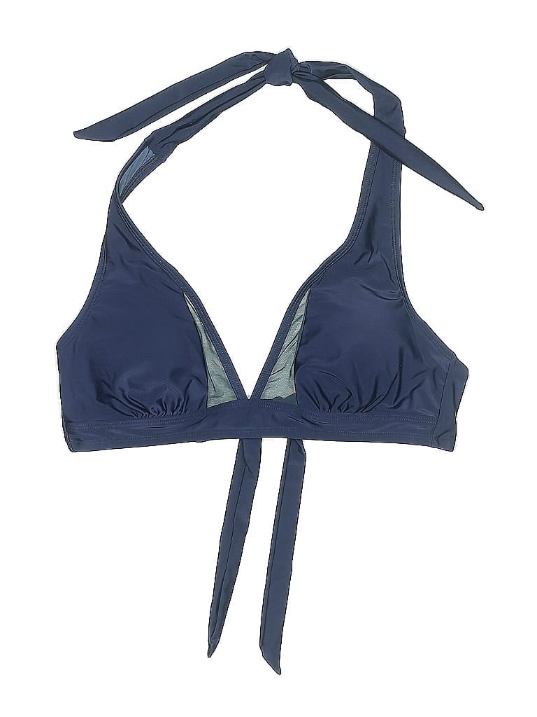 Pre-owned Unbranded Swimsuit Top Blue Solid Pattern Swimwear