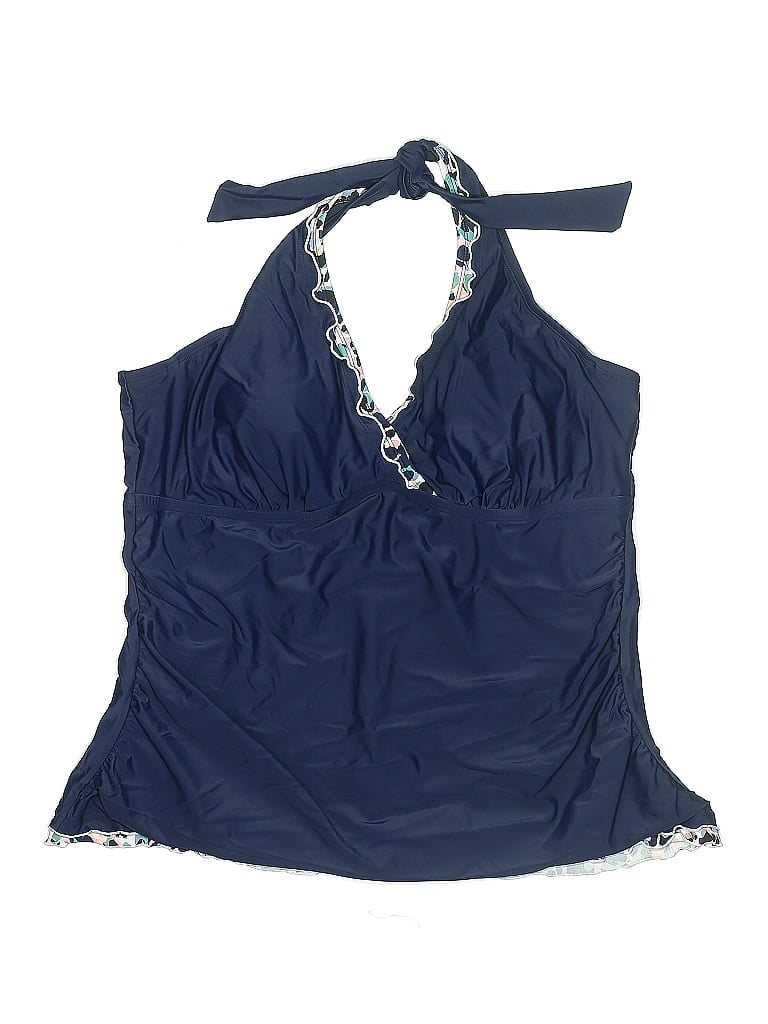 Pre-owned Island Escape Swimsuit Top Blue Swimwear