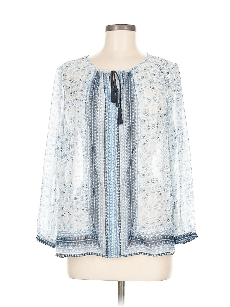 Pre-owned Lucky Brand 3/4 Sleeve Blouse In Blue