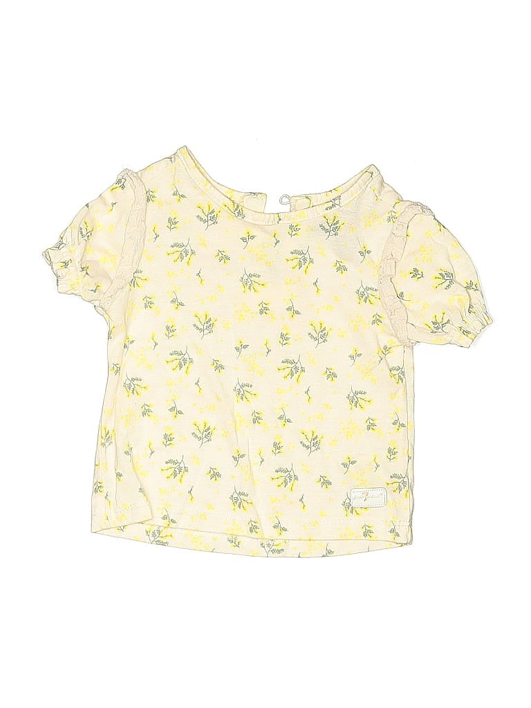 Pre-owned 7 For All Mankind Babies' Short Sleeve T-shirt In Yellow