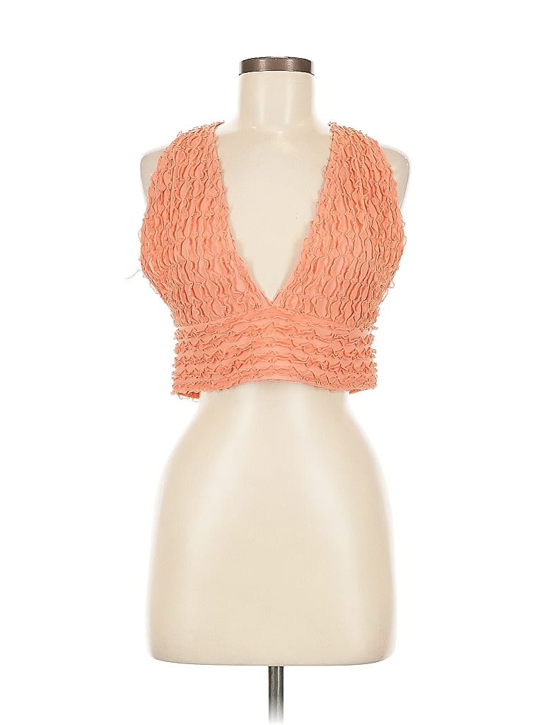 Pre-owned Shein Tank Top Orange Plunge Neckline Tops