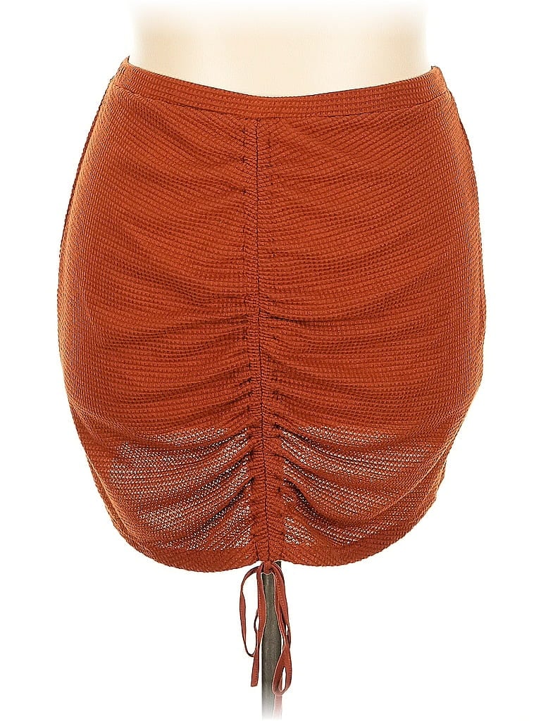 Pre-owned Shein Curve Casual Skirt In Orange