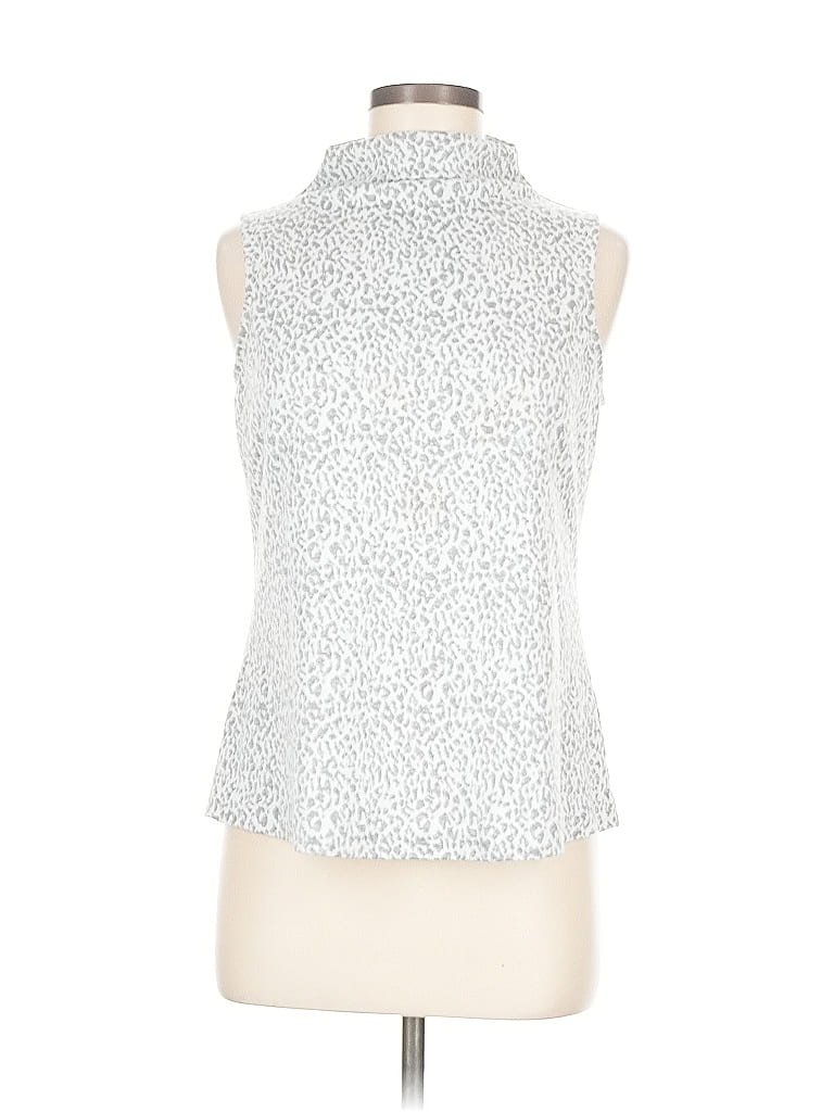 Pre-owned Nic + Zoe Tank Top Silver Print Pattern High Neck Tops