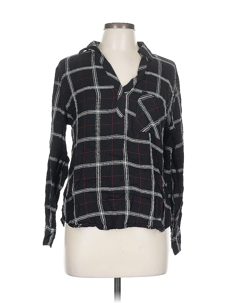 Pre-owned New York And Company Long Sleeve Button Down Shirt In Black