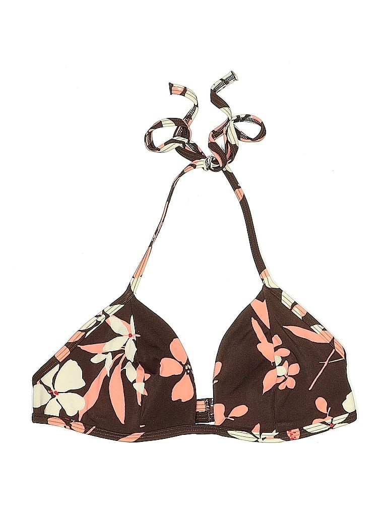 Pre-owned Victoria's Secret Swimsuit Top Brown Floral Pattern Swimwear