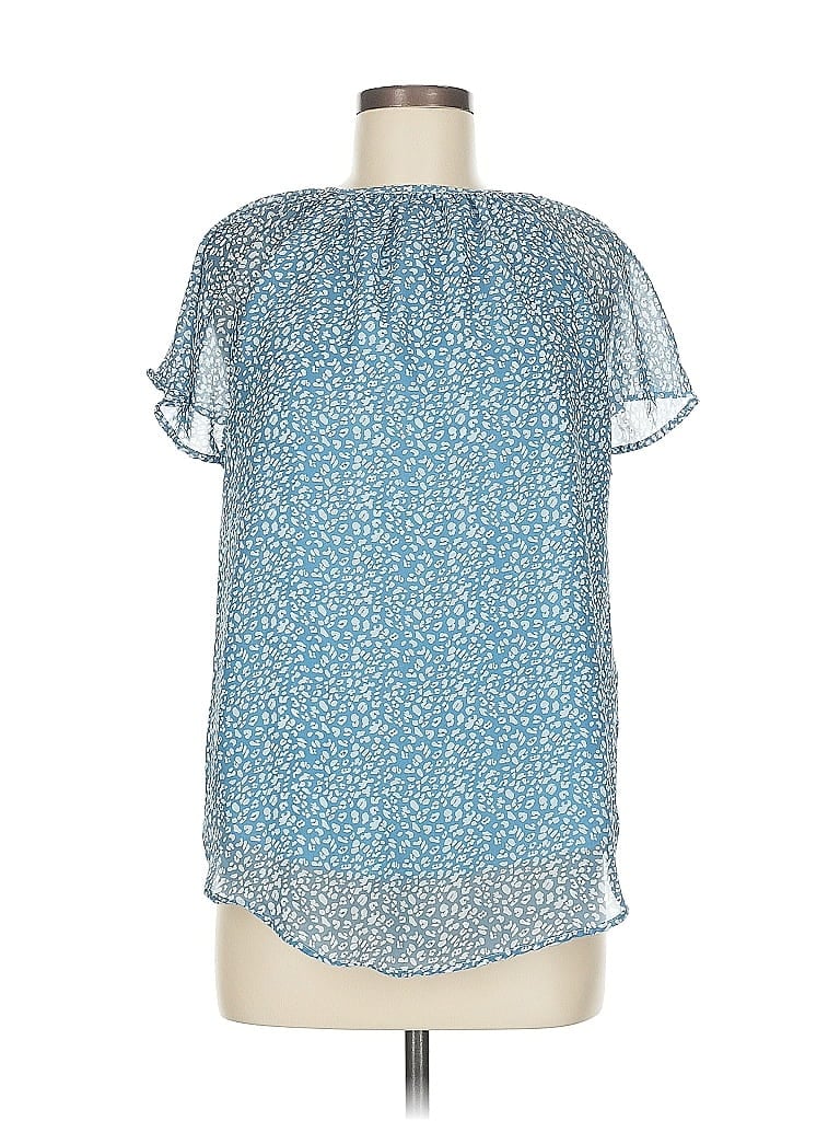 Pre-owned Unbranded Short Sleeve Blouse In Blue