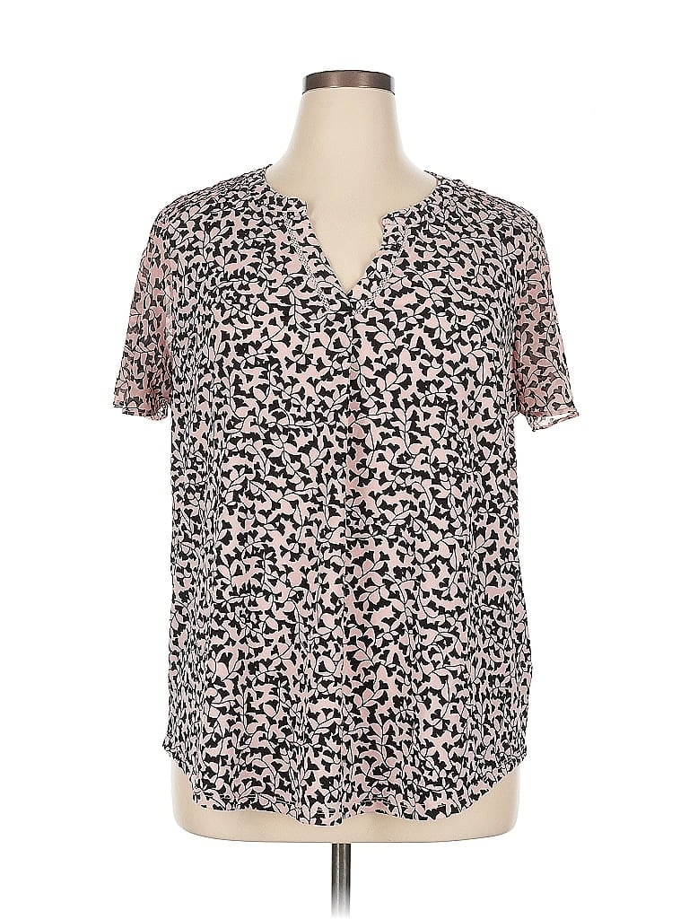 Pre-owned Roz & Ali Short Sleeve Blouse In Pink