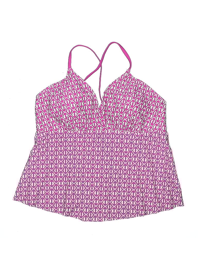 Pre-owned Kona Sol Swimsuit Top Pink Print Pattern Swimwear