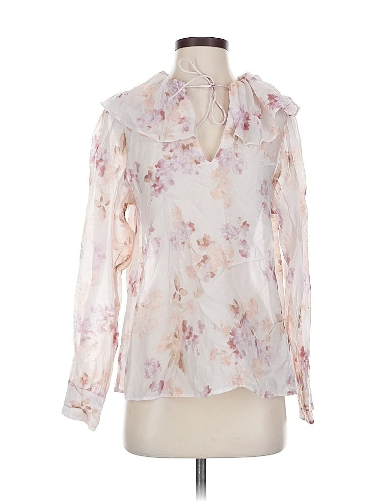 Pre-owned H&m Long Sleeve Blouse In White