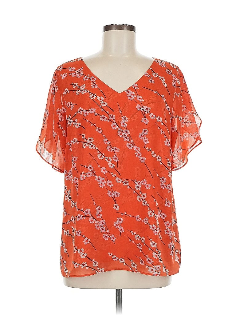 Pre-owned Cabi Short Sleeve Blouse In Orange