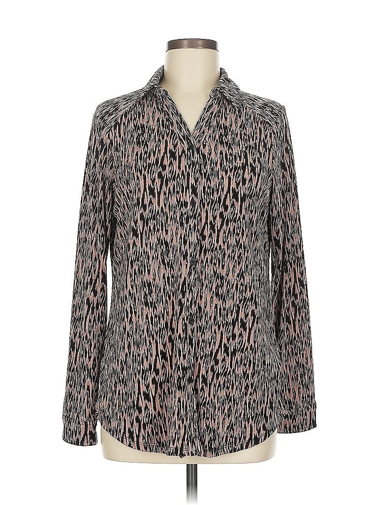 Adrianna Papell Long Sleeve Polo Shirt In Multi