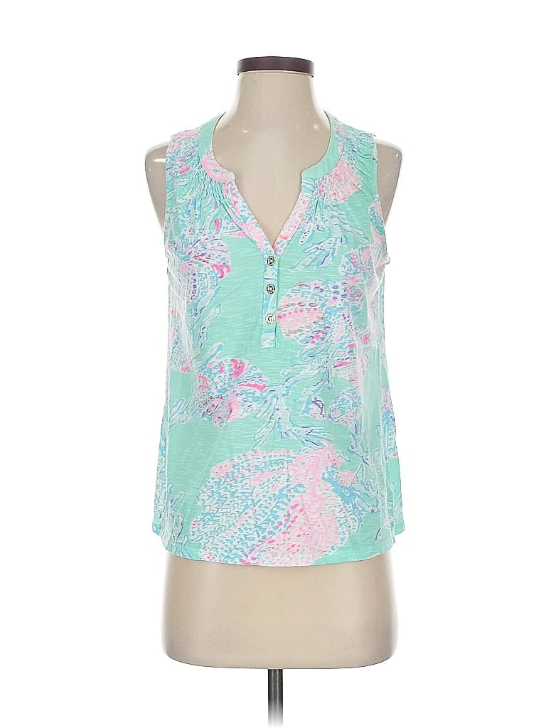 Pre-owned Lilly Pulitzer Tank Top Green Halter Neckline Tops