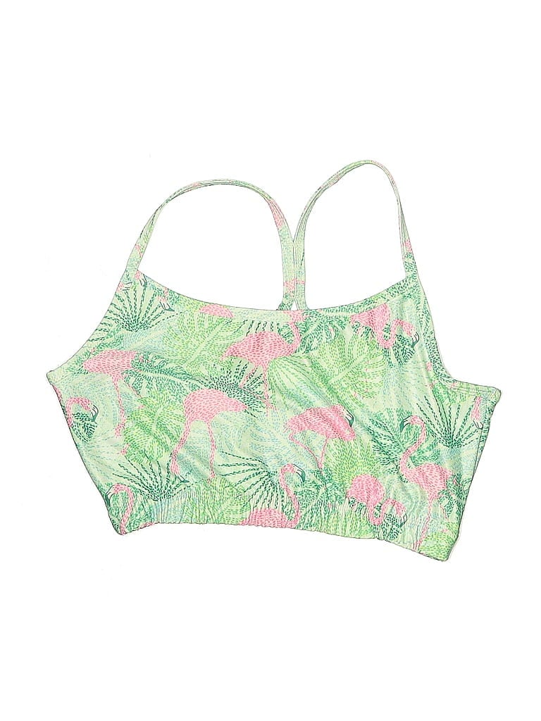 Click to view more detailed imagery on our partner's website Pre-owned Kenny Flowers Swimsuit Top Green Tropical Pattern Swimwear