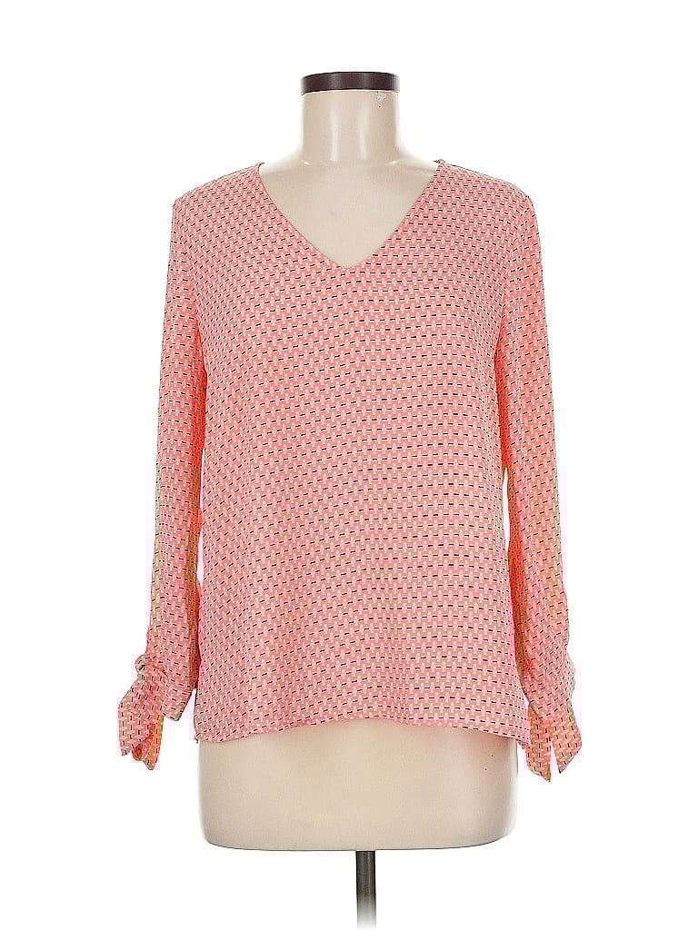 Pre-owned Cece Long Sleeve Blouse In Orange