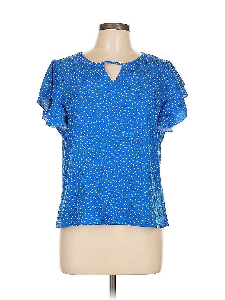 Pre-owned Unbranded Short Sleeve Blouse In Blue
