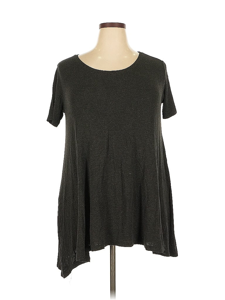 Pre-owned Brandy Melville Short Sleeve Top Gray Scoop Neck Tops