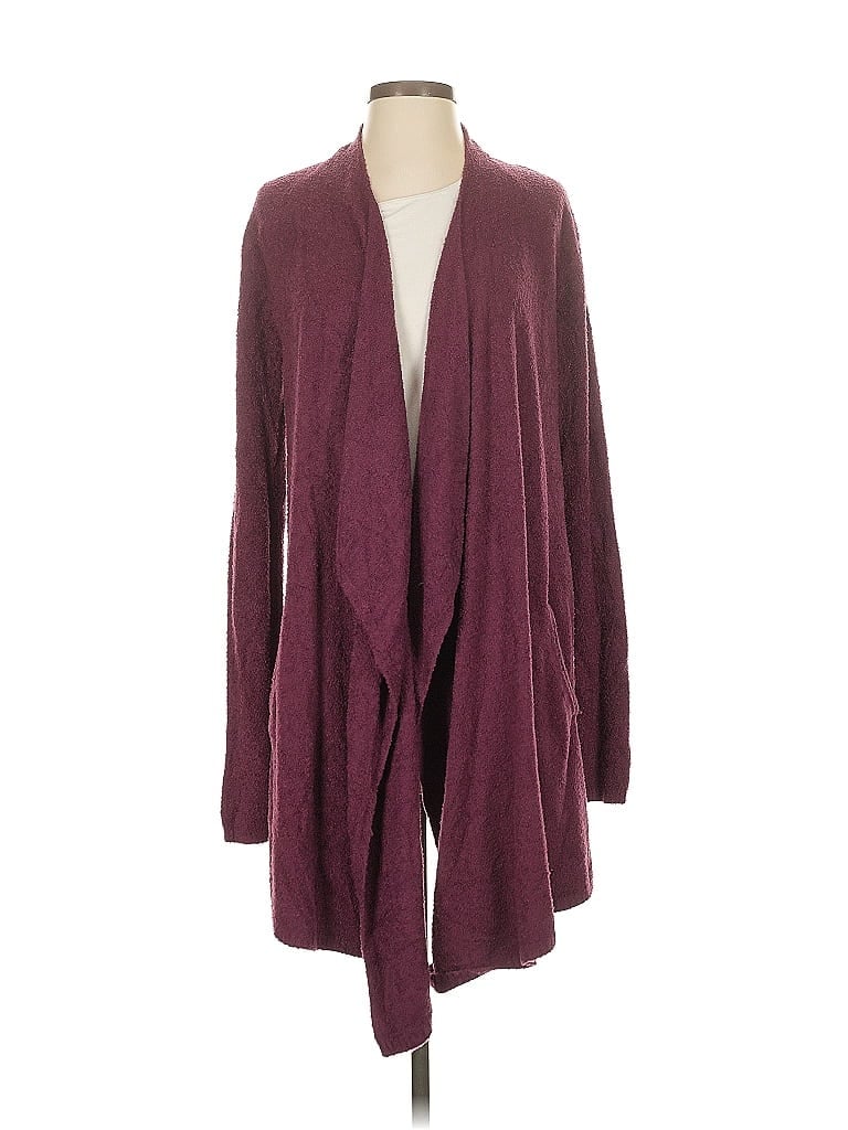 Pre-owned Barefoot Dreams Cozychic Lite Cardigan Sweater In Burgundy