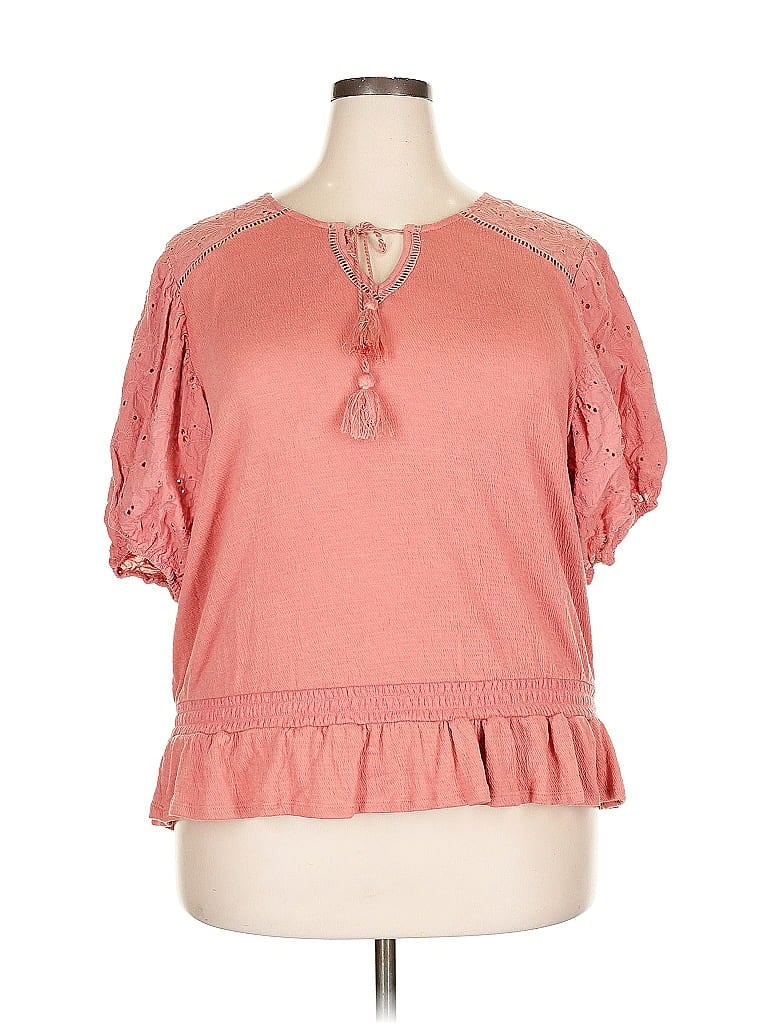 C ESTABLISHED 1946 Pre-owned Short Sleeve Top Pink Keyhole Neckline Tops