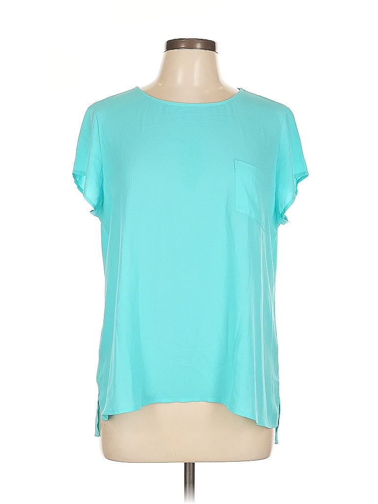 Pre-owned The Limited Short Sleeve Top Teal Scoop Neck Tops In Blue