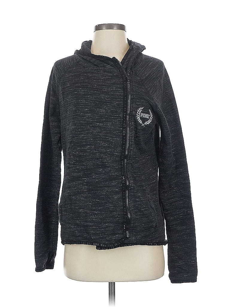 Pre-owned Victoria's Secret Pink Zip Up Hoodie In Black