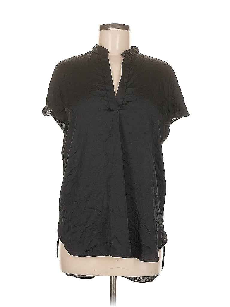 Pre-owned Zara Basic Short Sleeve Blouse In Black