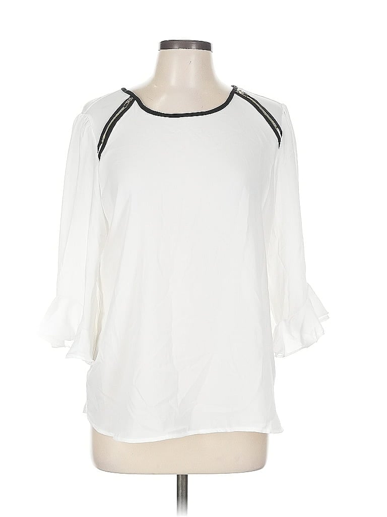 Pre-owned 7th Avenue Design Studio New York & Company 3/4 Sleeve Blouse In White