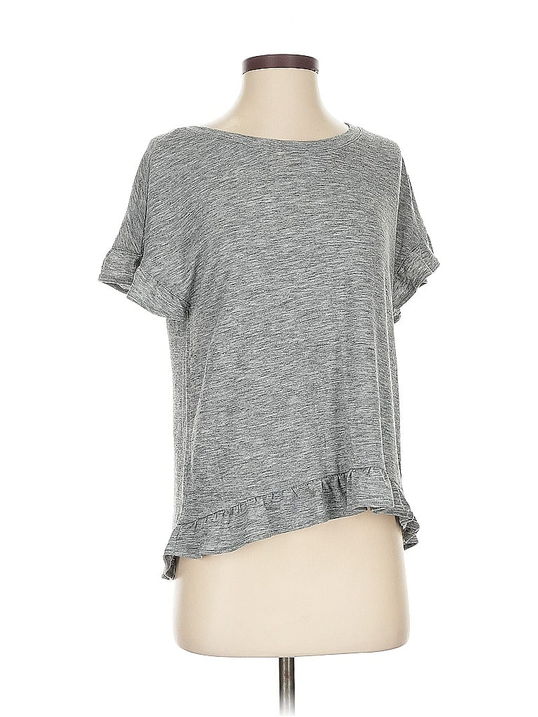 Pre-owned Ann Taylor Loft Outlet Short Sleeve Top Gray Crew Neck Tops