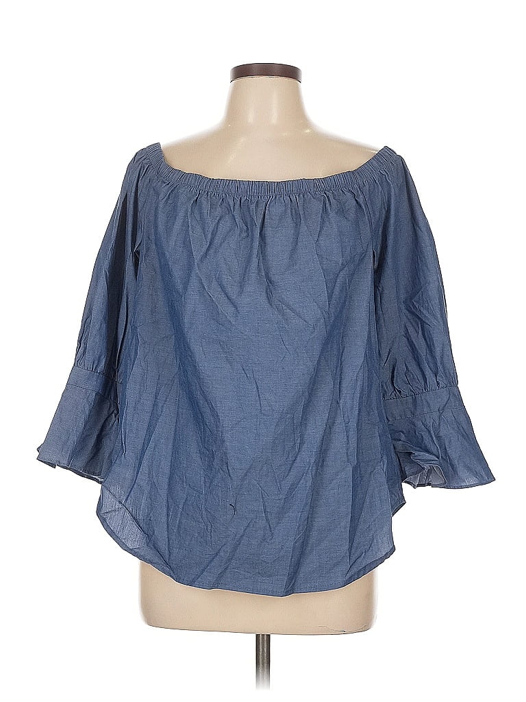 Pre-owned 7th Avenue Design Studio New York & Company 3/4 Sleeve Blouse In Blue