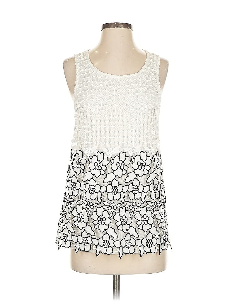 Pre-owned Inc International Concepts Sleeveless Top Ivory Square Neckline Tops In White