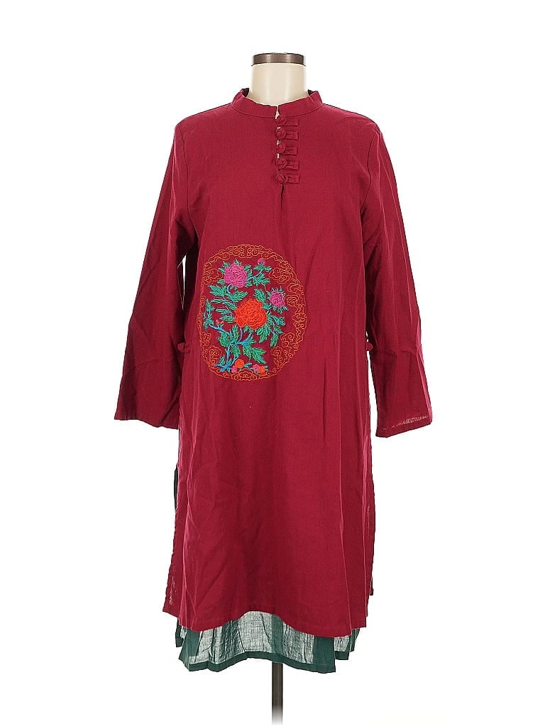 Pre-owned Unbranded Casual Dress In Burgundy