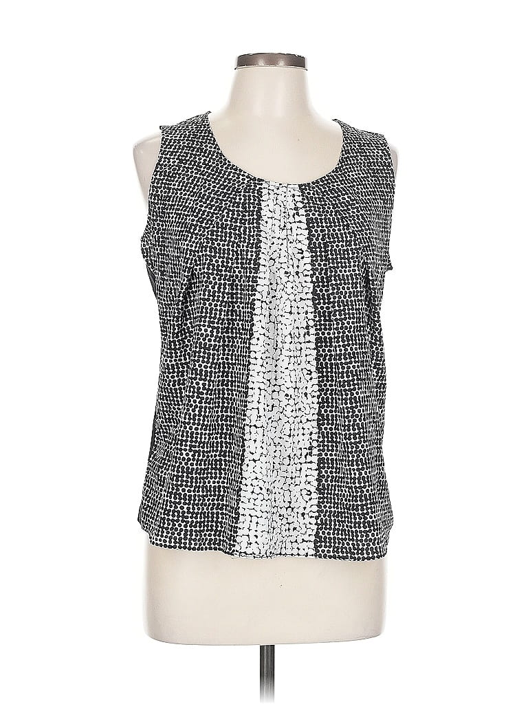 NY & C Pre-owned Tank Top Silver Tweed Pattern Square Neckline Tops