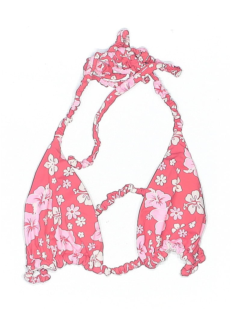 Pre-owned Frankies Bikinis Swimsuit Top Pink Floral Pattern Swimwear