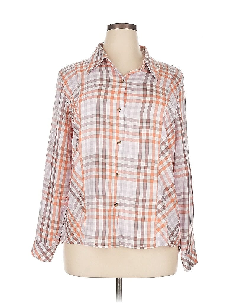 Pre-owned Cabi 3/4 Sleeve Button Down Shirt In Orange