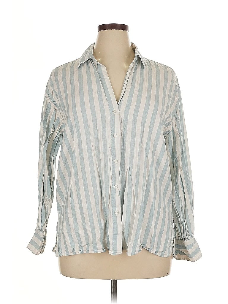 Pre-owned Banana Republic Factory Store Long Sleeve Button Down Shirt In Blue