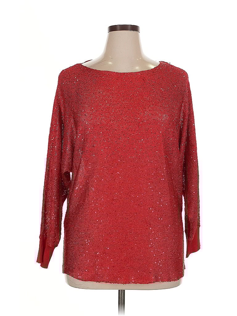 Pre-owned Alfani Long Sleeve Blouse In Red