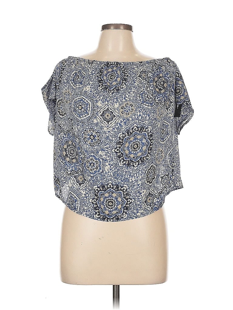 Lulus Short Sleeve Blouse In Blue