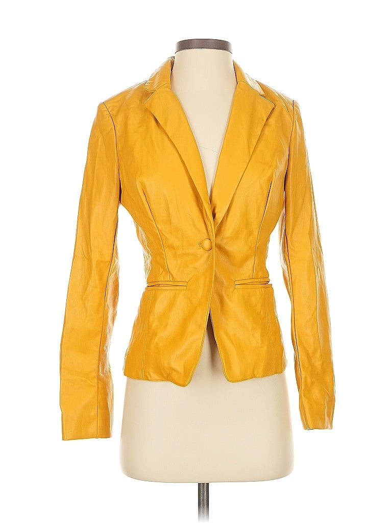 Pre-owned Rose Velvet Blazer Jacket In Yellow