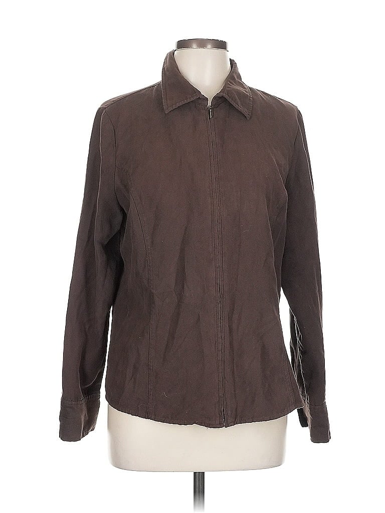 Pre-owned Croft & Barrow Long Sleeve Blouse In Brown