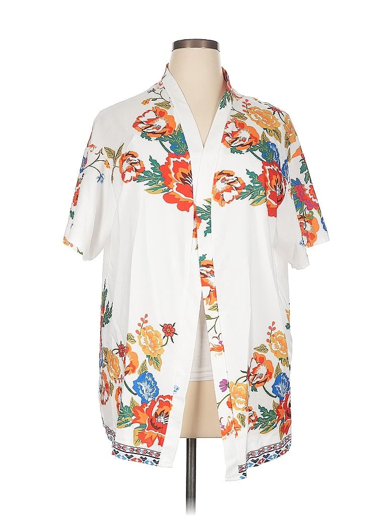 Pre-owned Shein Curve Kimono In White