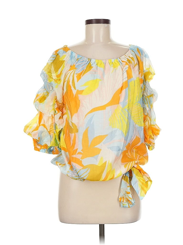 Click to view more detailed imagery on our partner's website Pre-owned Cece 3/4 Sleeve Blouse In Yellow