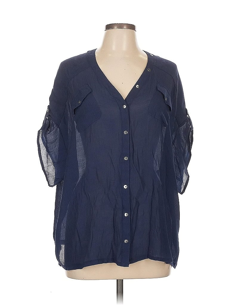Pre-owned Alfani 3/4 Sleeve Blouse In Blue