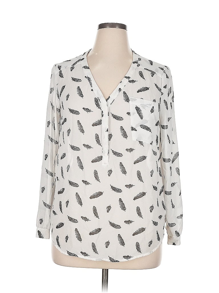 Pre-owned Merona Long Sleeve Blouse In White